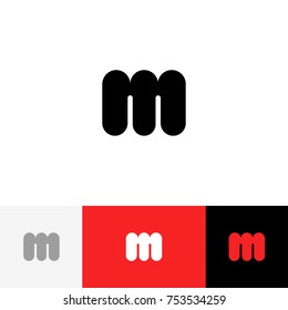 M vector. Logo, icon, symbol, sign from letters m. Flat logotype design with red color for company or brand.
