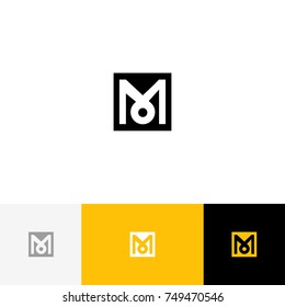 M vector monogram. Logo, icon, symbol, sign from letters m. Flat logotype design with yellow color for company or brand.