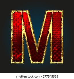 m vector red letter with gold