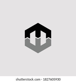 LOGOTIPO DE VECTOR DE LETRA DE HEXAGÓN M O W M. DISEÑO MODERNO. ILUSTRACIÓN DEL VECTOR