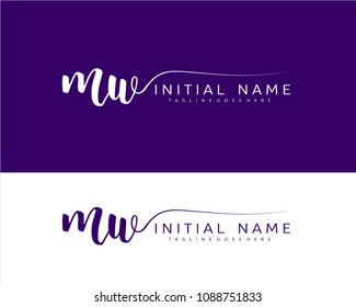 M W Initial handwriting logo vector. Hand lettering for designs.