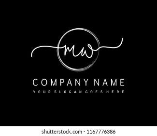 M W Initial handwriting logo vector