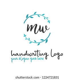 M W Initial handwriting logo vector