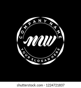 M W Initial handwriting logo vector