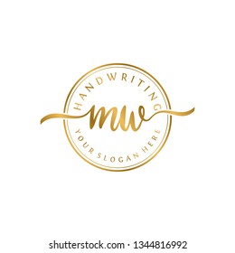 M W Initial handwriting logo vector