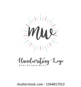 M W Initial handwriting logo vector