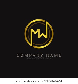 M W initial letter logo inside circle logo design template vector 