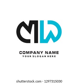 M W initial letter, modern logo design template vector