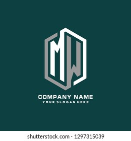 M W initial letter, modern logo design template vector