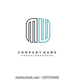 M W initial letter, modern logo design template vector