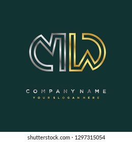 M W initial letter, modern logo design template vector