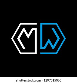 M W initial letter, modern logo design template vector