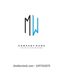 M W initial letter, modern logo design template vector