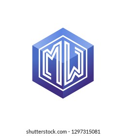 M W initial letter, modern logo design template vector