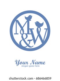 M W initial wedding decorative logo template