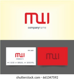 M W joint logo letter design with business card template