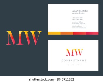 M & W joint logo multi color letter with business card template
