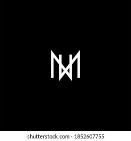 Logotipo de letra M W diseño creativo sobre fondo de color negro, monograma mw