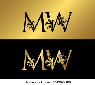 M and W, MW, Golden Letter Logo Icon, classy gold letter monogram logo icon suitable for boutique,restaurant, wedding service, hotel or business identity.