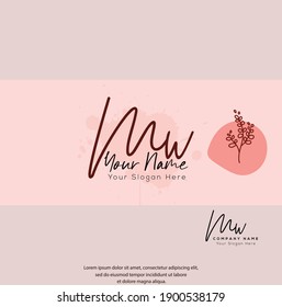  M W MW Initial letter handwriting and signature logo. Beauty vector initial logo .Fashion, boutique, floral and botanical