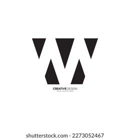 M W V negative space creative icon logo design