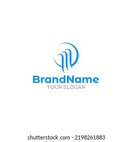 M Waterfall Logo Design Vector