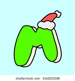 M wearing a christmas hat