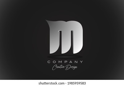 M white gradient alphabet letter logo icon with black background. Creative design for corporate and business