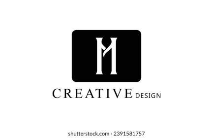 M white letter creative brand simple minimal logo design for all kind of business.