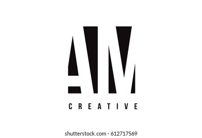 AM A M White Letter Logo Design with Black Square Vector Illustration Template.