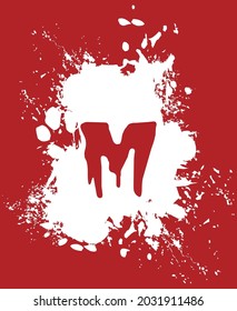M - White and red, alphabet with a splash and spray effect.