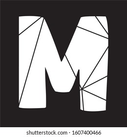 M white vector alphabet letter isolated on black background