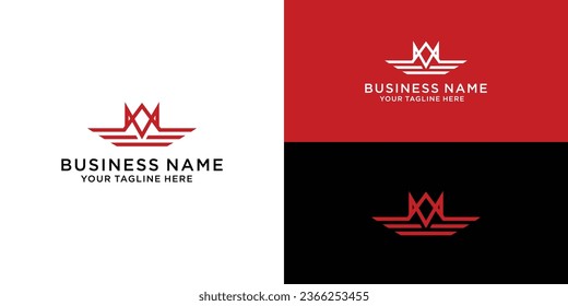 Monograma del logotipo de la letra M, elemento de diseño en blanco y negro para emblema de servicio de transporte de tarjetas de visita o plantillas