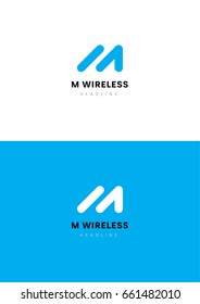 M Wireless logo template.