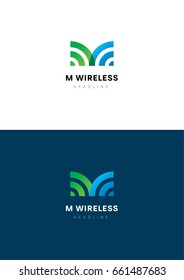 M Wireless logo template.