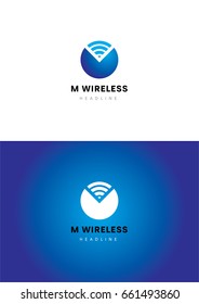 M Wireless logo template.
