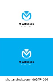 M Wireless logo template.