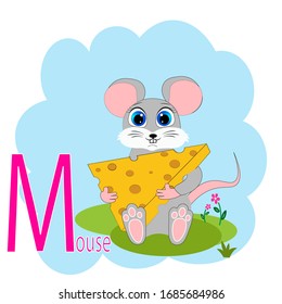 M word for mouse animal alphabet illustration 