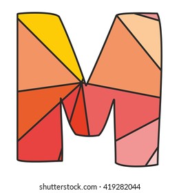 M wrapping surface pastel vector alphabet letter isolated on white background