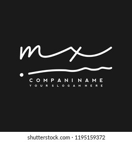 M X Initial handwriting logo vector