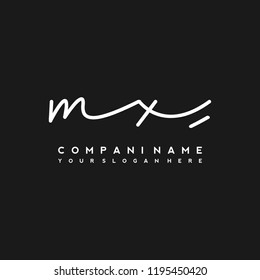 M X Initial handwriting logo vector