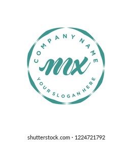 M X Initial handwriting logo vector