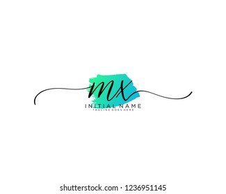 M X Initial handwriting logo vector