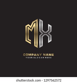 M X initial letter, modern logo design template vector
