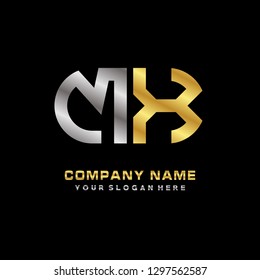 M X initial letter, modern logo design template vector