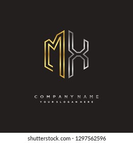 M X initial letter, modern logo design template vector