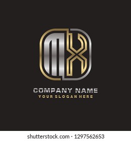 M X initial letter, modern logo design template vector