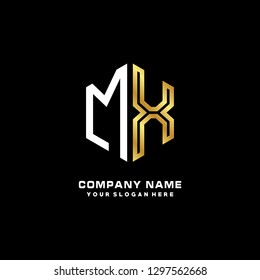 M X initial letter, modern logo design template vector