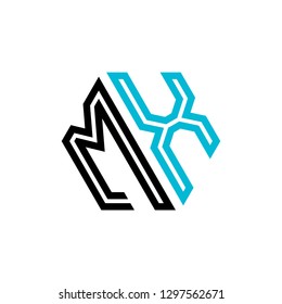 M X initial letter, modern logo design template vector