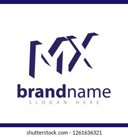 M X initial letter with negative space logo icon vector template